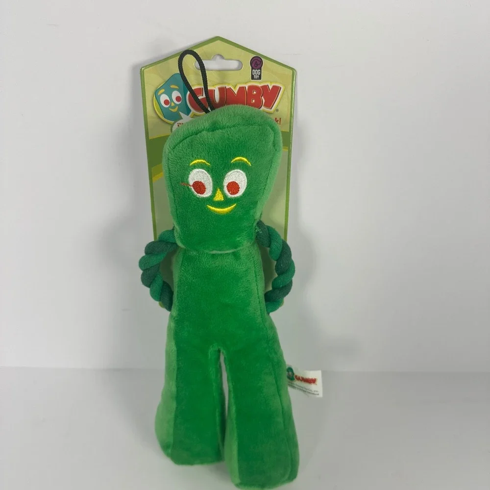 Multipet Gumby Plush Dog Toy Medium Green New Rope Arms Character Squeaker 16655